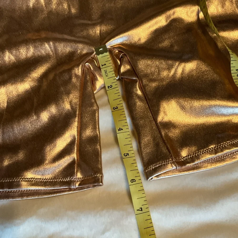 SKIMS Swim Women's Rose Gold Metallic Racerback Cycle Suit Size Small NWT
